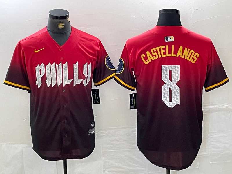 Men%27s Philadelphia Phillies #8 Nick Castellanos Red 2024 City Cool Base Jersey
